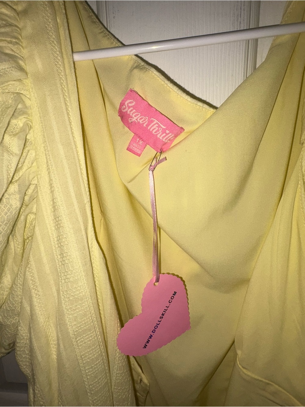 Sugar Thrillz Pale Yellow Puff Sleeve Mini Dress - Picture 3 of 3